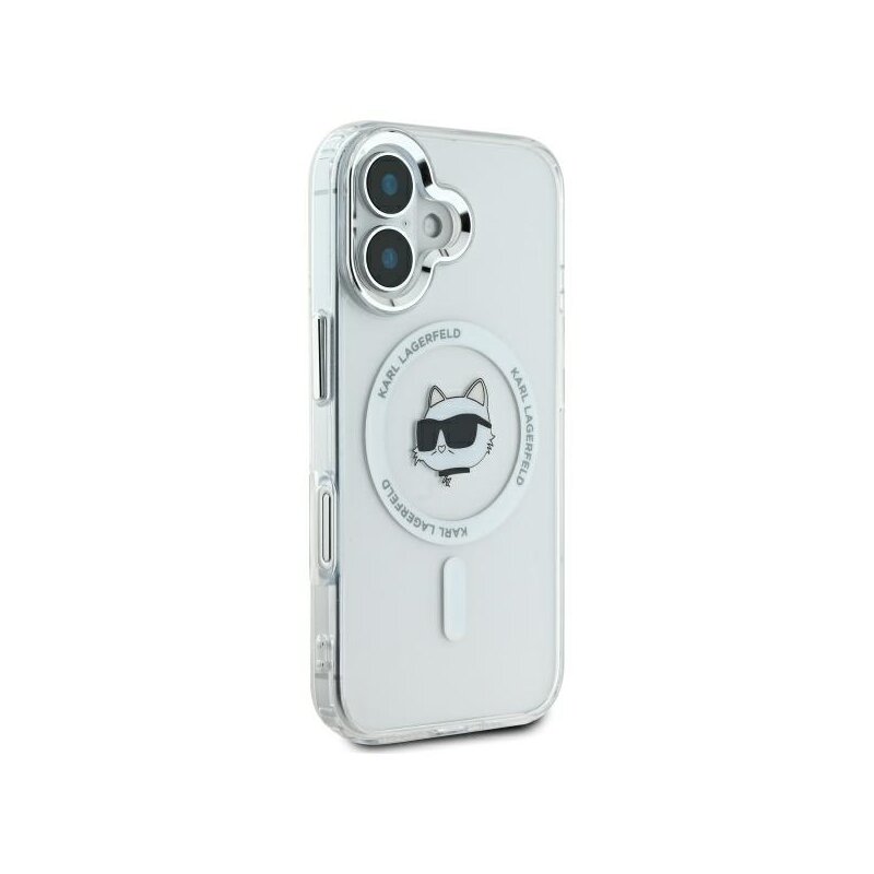 Husa iPhone 16 Plus Karl Lagerfeld IML MagSafe, Choupette`s Head, alb, KLHMP16MHLSCHH