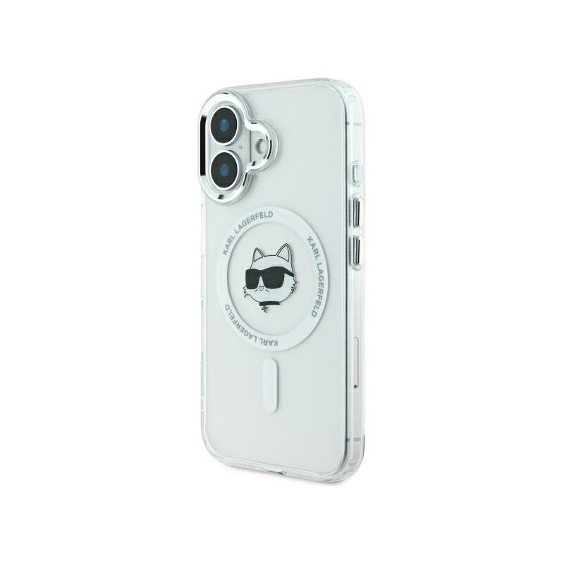 Husa iPhone 16 Plus Karl Lagerfeld IML MagSafe, Choupette`s Head, alb, KLHMP16MHLSCHH
