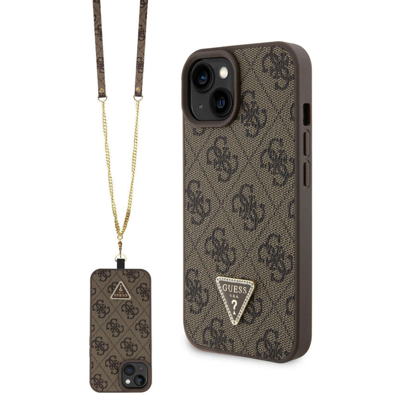 Husa Guess Crossbody 4G Metal Logo iPhone 15, maro, GUHCP15SP4TDSCPW