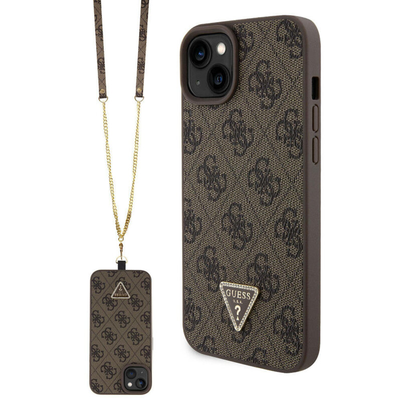 Husa Guess Crossbody 4G Metal Logo iPhone 15 Plus, maro, GUHCP15MP4TDSCPW