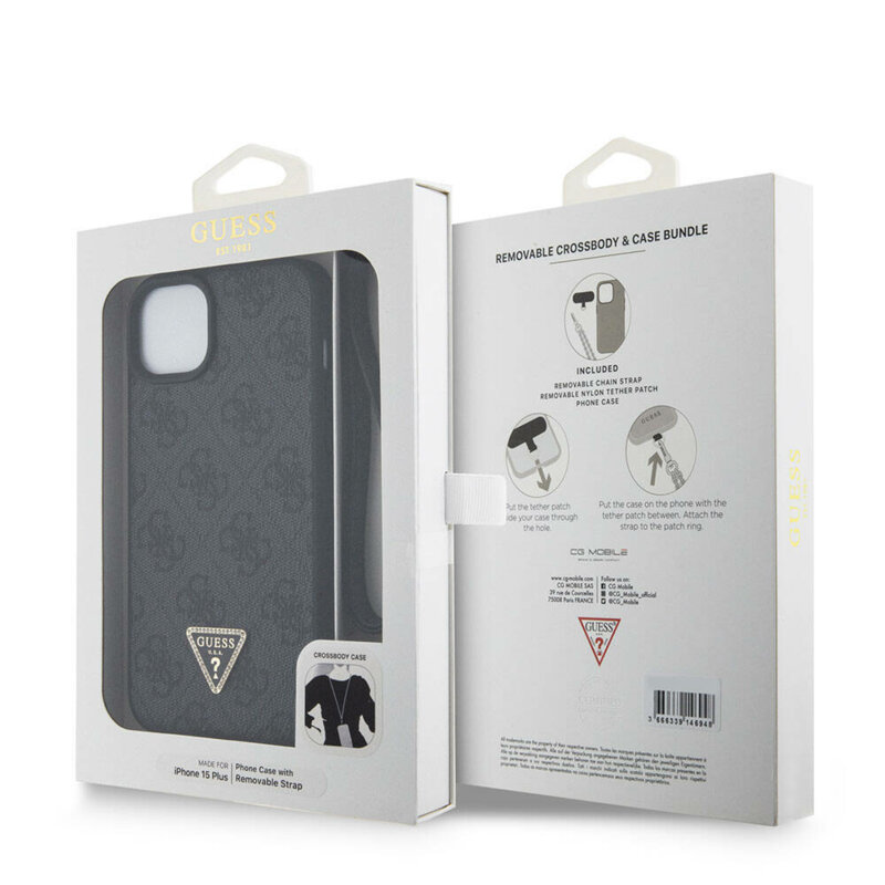 Husa Guess Crossbody 4G Metal Logo iPhone 15 Plus, negru, GUHCP15MP4TDSCPK