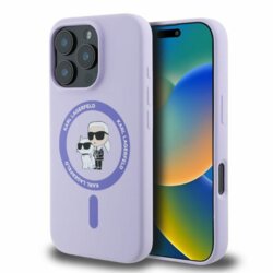 Husa Karl Lagerfeld iPhone 16 Pro Silicone Ring MagSafe, Karl&Choupette, mov, KLHMP16LSCMKCRHU