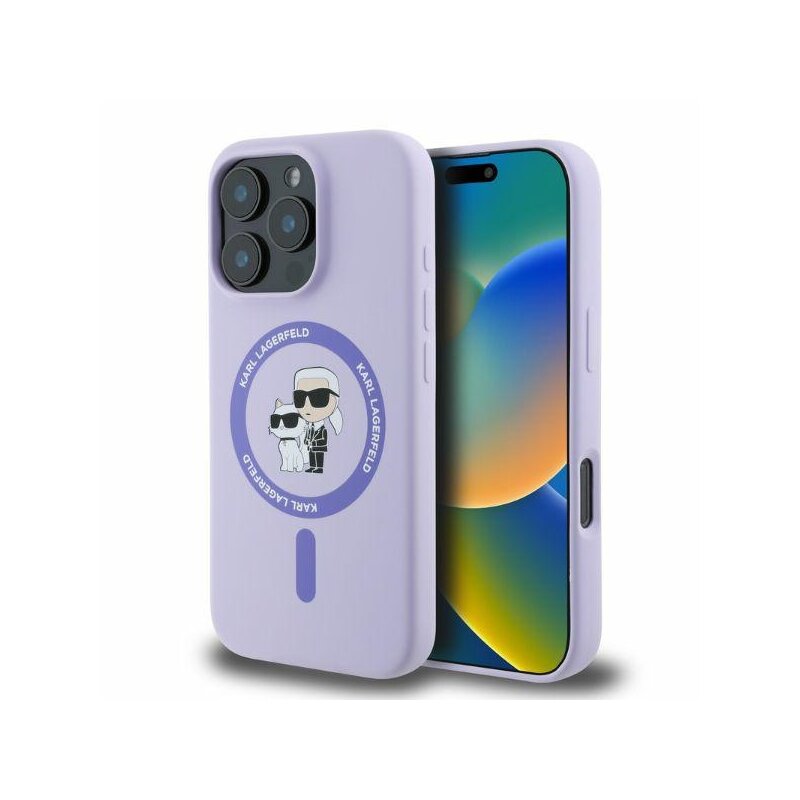 Husa Karl Lagerfeld iPhone 16 Pro Silicone Ring MagSafe, Karl&Choupette, mov, KLHMP16LSCMKCRHU