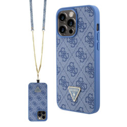 Husa Guess Crossbody 4G Metal Logo iPhone 15 Pro, albastru, GUHCP15LP4TDSCPB