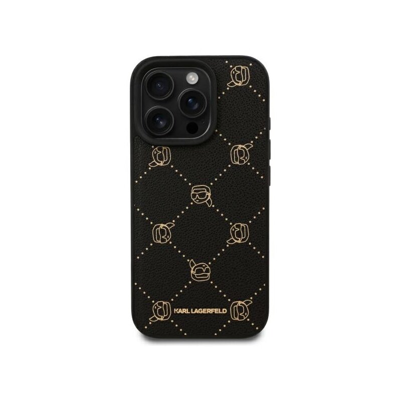 Husa iPhone 16 Pro Karl Lagerfeld Leather MagSafe, Karl Head, negru, KLHMP16LPGKHPHK