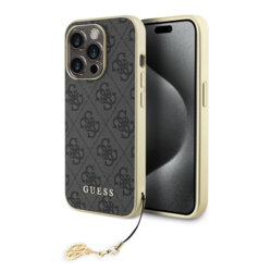 Husa originala Guess iPhone 15 Pro Hardcase 4G Charms Collection, gri, GUHCP15LGF4GGR