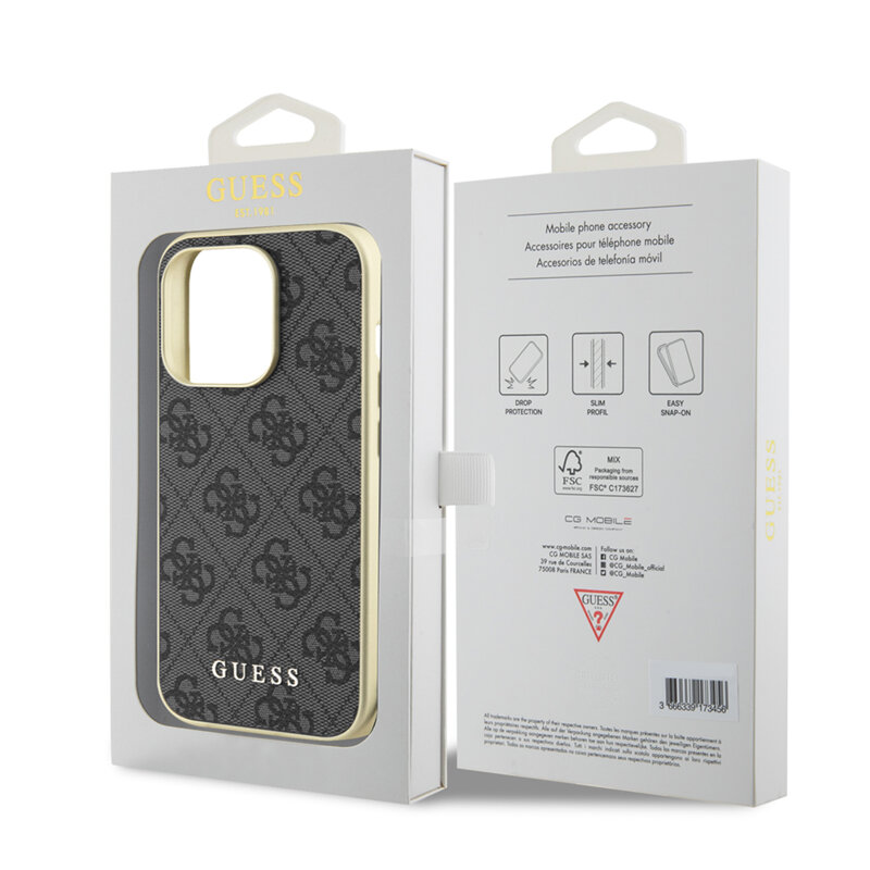 Husa originala Guess iPhone 15 Pro Hardcase 4G Charms Collection, gri, GUHCP15LGF4GGR