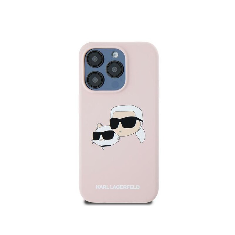 Husa Karl Lagerfeld iPhone 15 Pro Max Silicone MagSafe, Karl&Choupette, roz, KLHMP15XSKCHPPLP