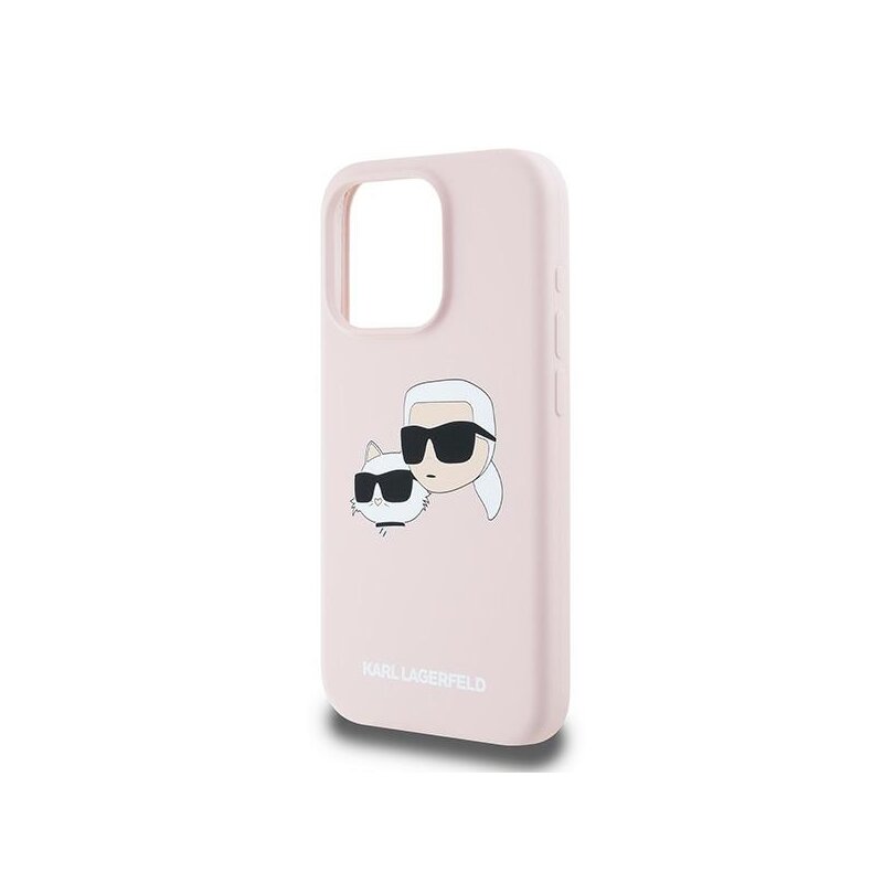 Husa Karl Lagerfeld iPhone 15 Pro Max Silicone MagSafe, Karl&Choupette, roz, KLHMP15XSKCHPPLP