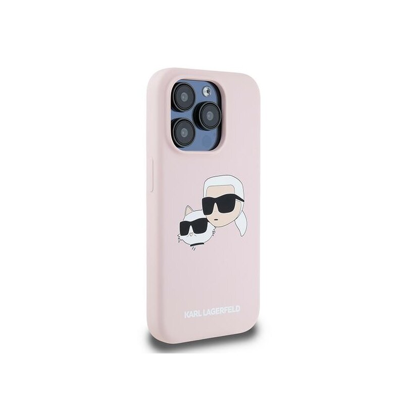 Husa Karl Lagerfeld iPhone 15 Pro Max Silicone MagSafe, Karl&Choupette, roz, KLHMP15XSKCHPPLP