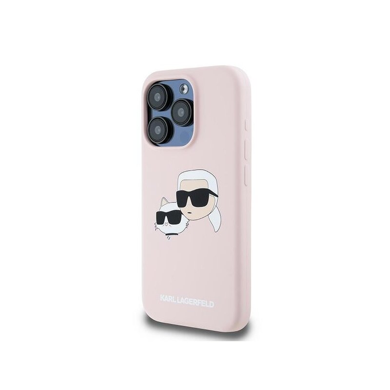 Husa Karl Lagerfeld iPhone 15 Pro Max Silicone MagSafe, Karl&Choupette, roz, KLHMP15XSKCHPPLP