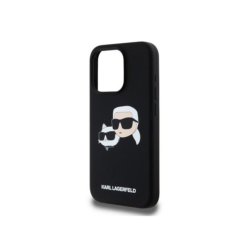 Husa Karl Lagerfeld iPhone 15 Pro Max Silicone MagSafe, Karl&Choupette, negru, KLHMP15XSKCHPPLK