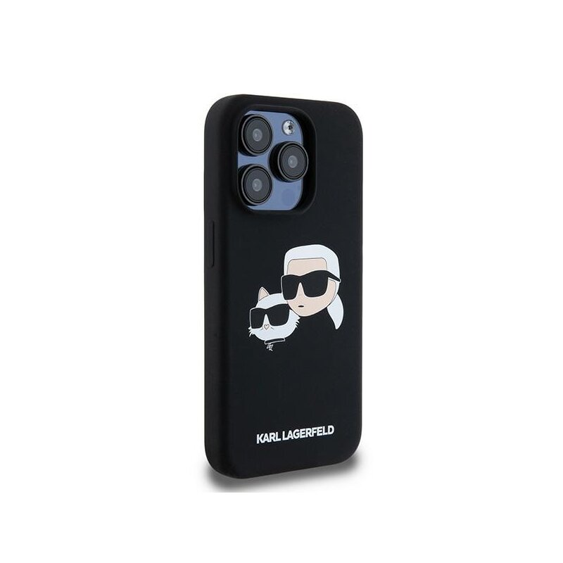 Husa Karl Lagerfeld iPhone 15 Pro Max Silicone MagSafe, Karl&Choupette, negru, KLHMP15XSKCHPPLK