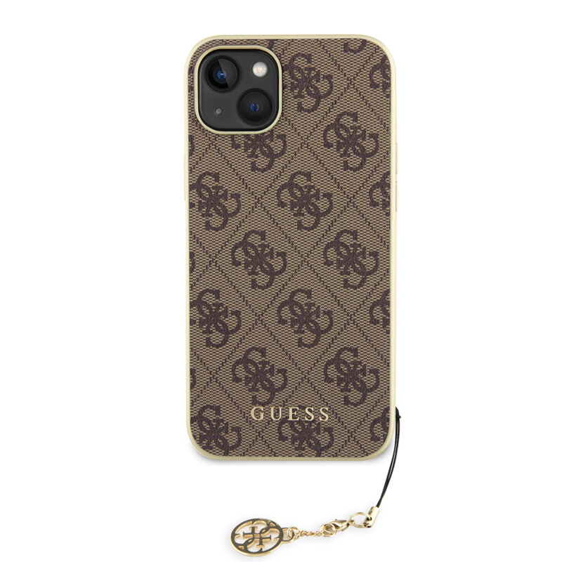 Husa originala Guess iPhone 15 Plus Hardcase 4G Charms Collection, maro, GUHCP15MGF4GBR