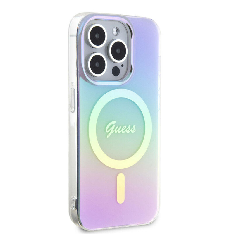Husa iPhone 15 Pro Max originala Guess IML Iridescent MagSafe, mov, GUHMP15XHITSU