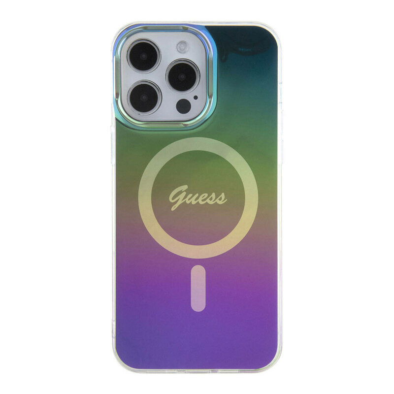 Husa iPhone 15 Pro originala Guess IML Iridescent MagSafe, multicolor, GUHMP15LHITSK