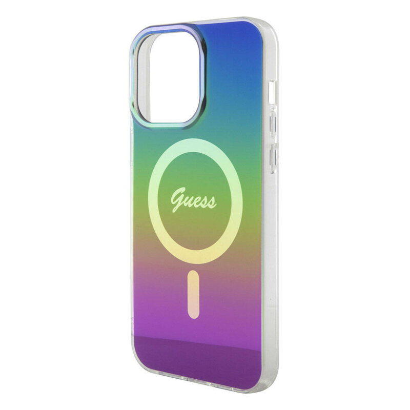 Husa iPhone 15 Pro originala Guess IML Iridescent MagSafe, multicolor, GUHMP15LHITSK