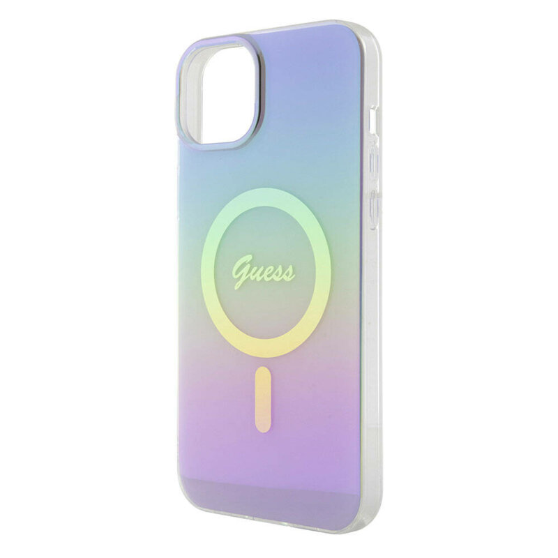 Husa iPhone 15 originala Guess IML Iridescent MagSafe, mov, GUHMP15SHITSU