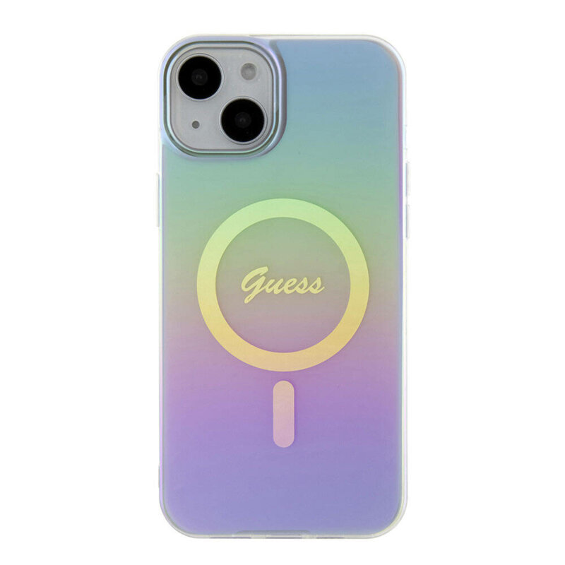 Husa iPhone 15 originala Guess IML Iridescent MagSafe, mov, GUHMP15SHITSU