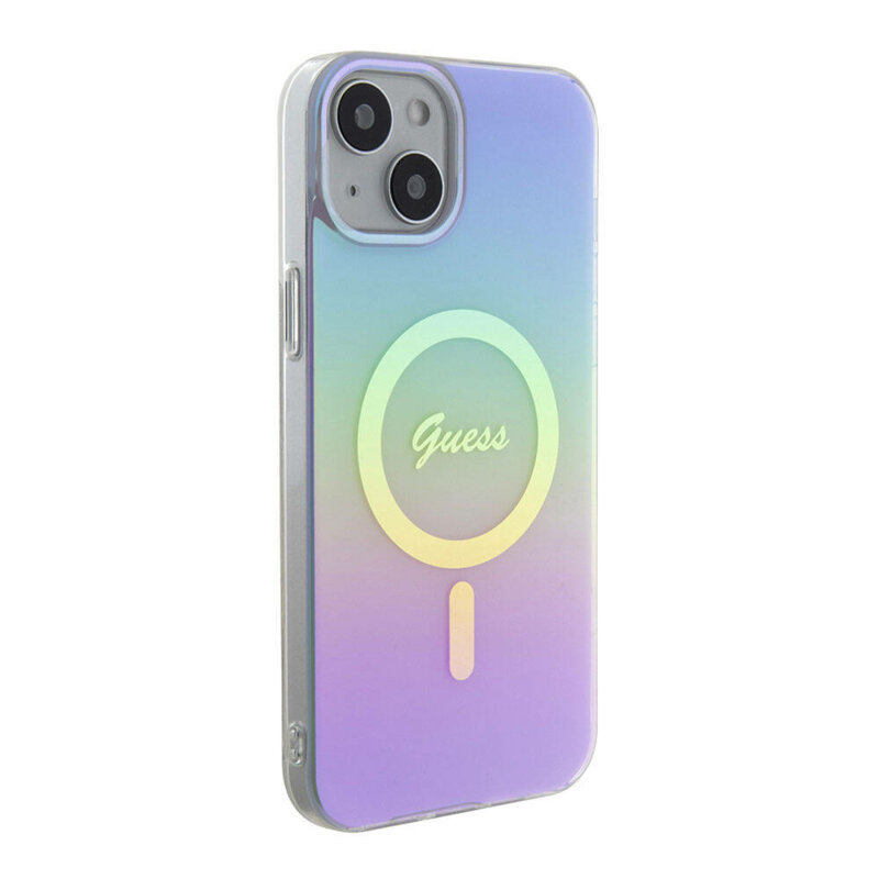 Husa iPhone 15 originala Guess IML Iridescent MagSafe, mov, GUHMP15SHITSU