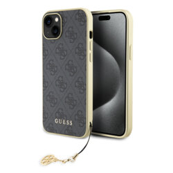Husa originala Guess iPhone 15 Hardcase 4G Charms Collection, gri, GUHCP15SGF4GGR