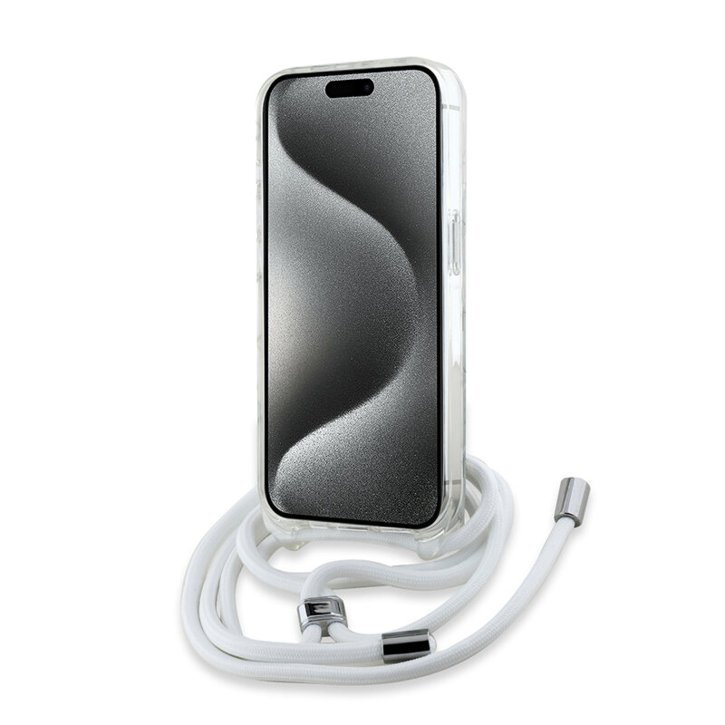 Husa iPhone 15 Pro Karl Lagerfeld IML Crossbody MagSafe, Karl Head, transparent, KLHMP15LHCKHNT