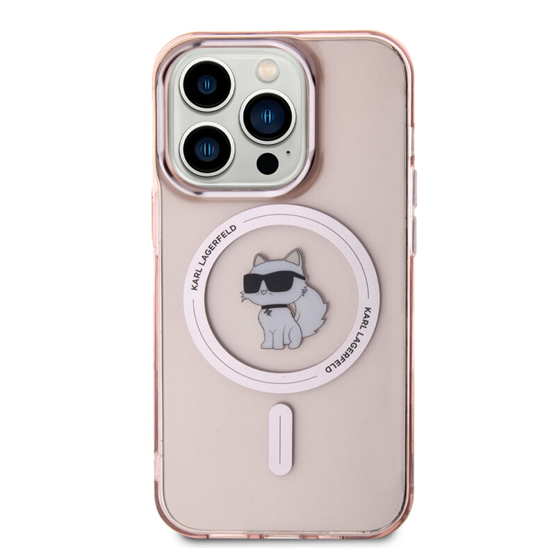 Husa iPhone 15 Pro Karl Lagerfeld IML MagSafe, Choupette, roz, KLHMP15LHFCCNOP