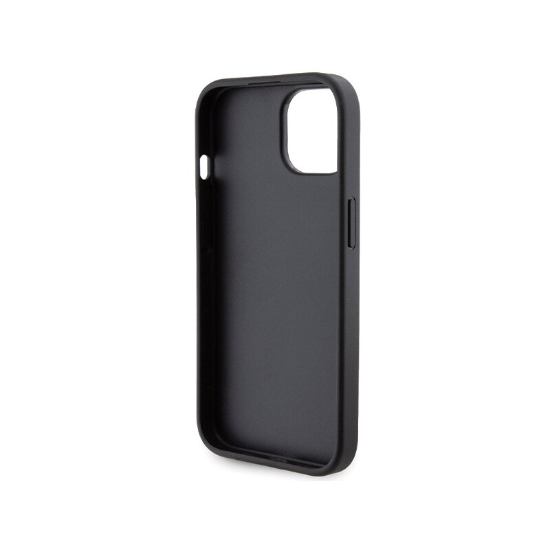 Husa iPhone 15 originala Guess Grip Stand 4G, negru, GUHCP15SPGSSADK