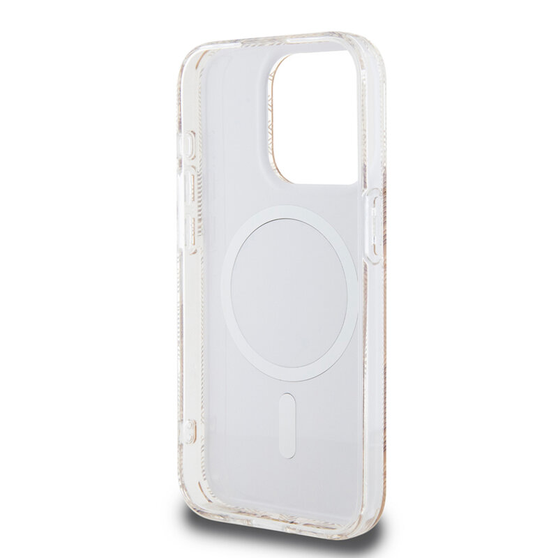 Husa iPhone 15 Pro Max originala Guess IML GCube MagSafe, maro, GUHMP15XHGCUSTGW