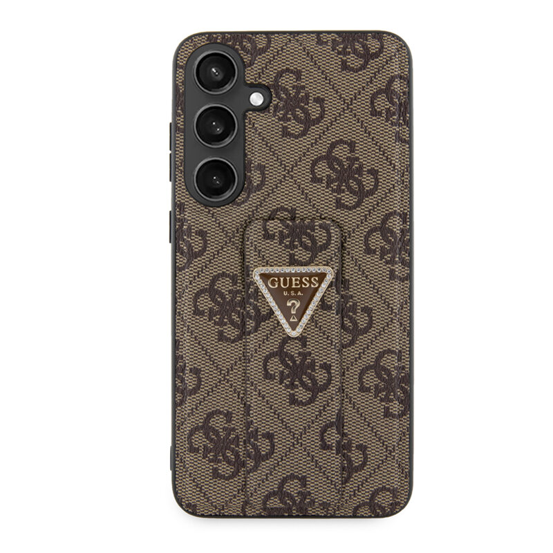 Husa Samsung Galaxy S24 originala Guess Grip Stand 4G Triangle Strass, maro, GUHCS24SPGS4TDW