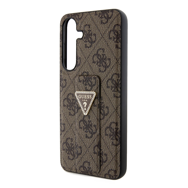 Husa Samsung Galaxy S24 Plus originala Guess Grip Stand 4G Triangle Strass, maro, GUHCS24MPGS4TDW