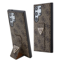Husa Samsung Galaxy S24 Ultra originala Guess Grip Stand 4G Triangle Strass, maro, GUHCS24LPGS4TDW
