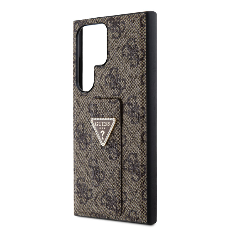 Husa Samsung Galaxy S24 Ultra originala Guess Grip Stand 4G Triangle Strass, maro, GUHCS24LPGS4TDW