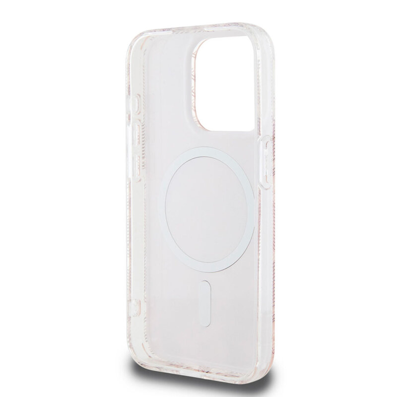 Husa iPhone 15 Pro Max originala Guess IML GCube MagSafe, roz, GUHMP15XHGCUSTGP