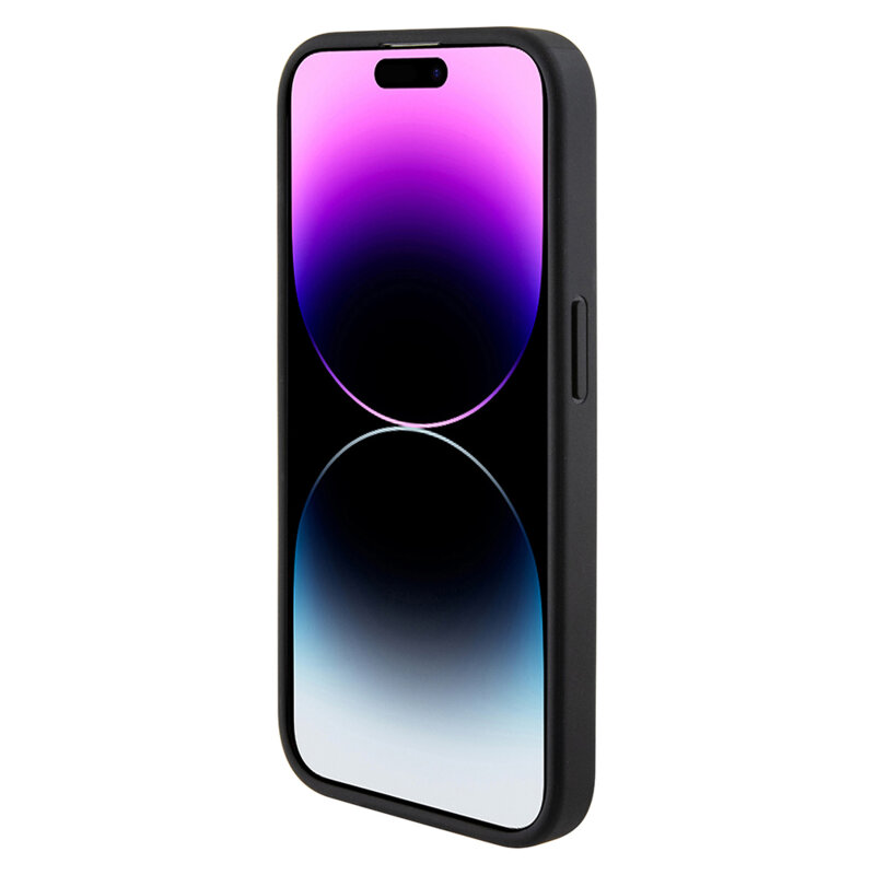 Husa iPhone 15 Pro Max originala Guess Grip Stand 4G Triangle Strass, negru, GUHCP15XPGS4TDK