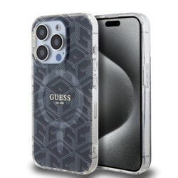 Husa iPhone 15 Pro Max originala Guess IML GCube MagSafe, negru, GUHMP15XHGCUSTGK