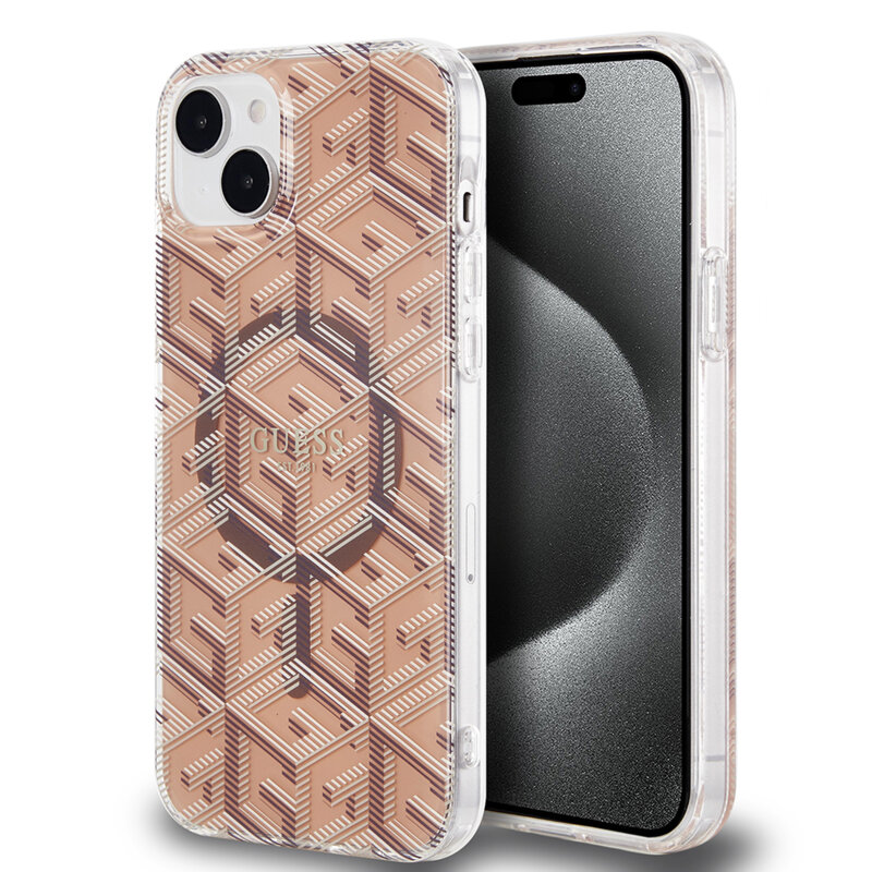 Husa iPhone 15 Plus originala Guess IML GCube MagSafe, , GUHMP15MHGCUSTGW
