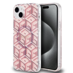 Husa iPhone 15 Plus originala Guess IML GCube MagSafe, roz, GUHMP15MHGCUSTGP