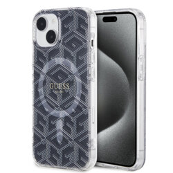 Husa iPhone 15 Plus originala Guess IML GCube MagSafe, negru, GUHMP15MHGCUSTGK