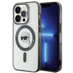 Husa iPhone 15 Pro Max Karl Lagerfeld IML MagSafe, Karl`s Head, transparenta, KLHMP15XHKHNOTK