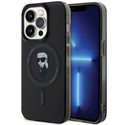 Husa iPhone 15 Pro Max Karl Lagerfeld IML MagSafe, Ikonik, negru, KLHMP15XHFCKNOK