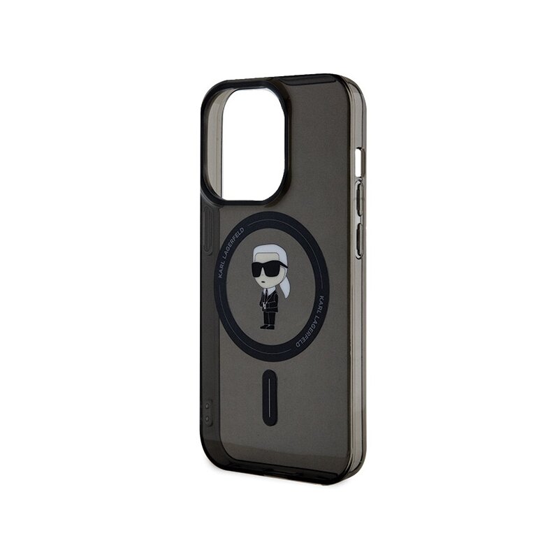 Husa iPhone 15 Pro Max Karl Lagerfeld IML MagSafe, Ikonik, negru, KLHMP15XHFCKNOK