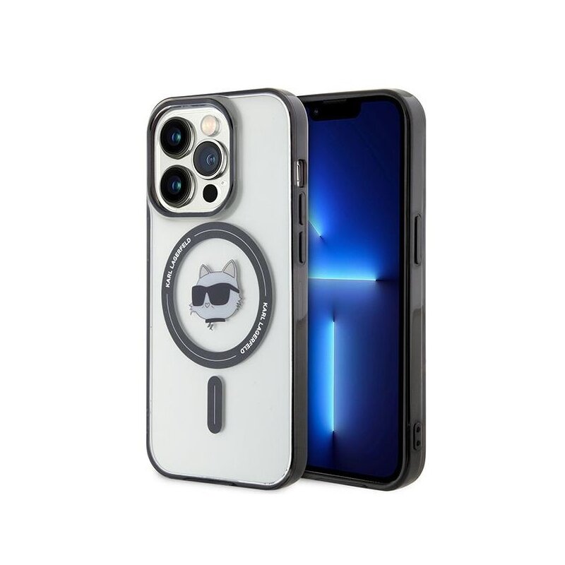 Husa iPhone 15 Pro Max Karl Lagerfeld IML MagSafe, Choupette`s Head, clear, KLHMP15XHCHNOTK
