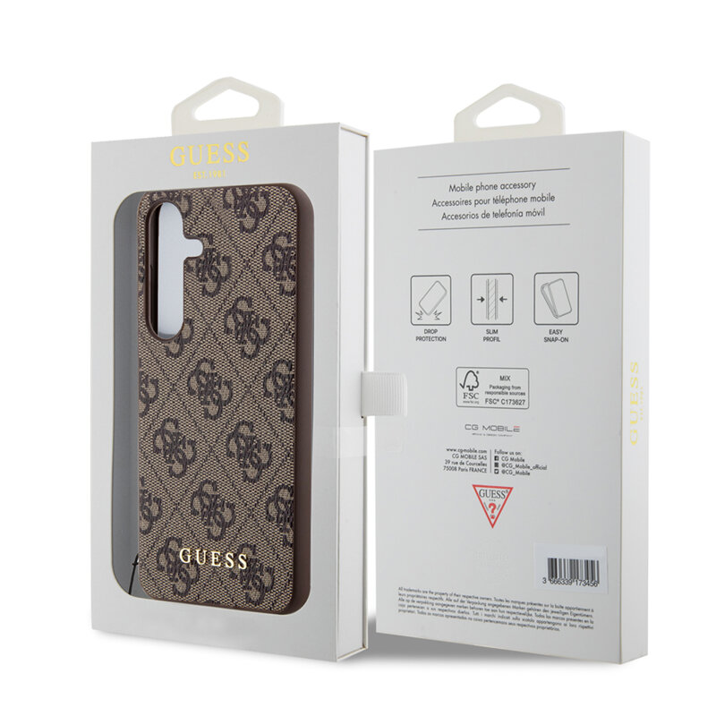 Husa originala Guess Samsung Galaxy S24 Hardcase 4G Charms Collection, maro, GUHCS24SGF4GBR