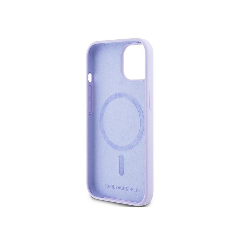 Husa Karl Lagerfeld iPhone 15 Silicone Ring MagSafe, Karl&Choupette Heads, mov, KLHMP15SSCMKCRHU
