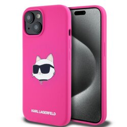 Husa Karl Lagerfeld iPhone 15 Silicone MagSafe, Choupette Head, fucsia, KLHMP15SSCHPPLF
