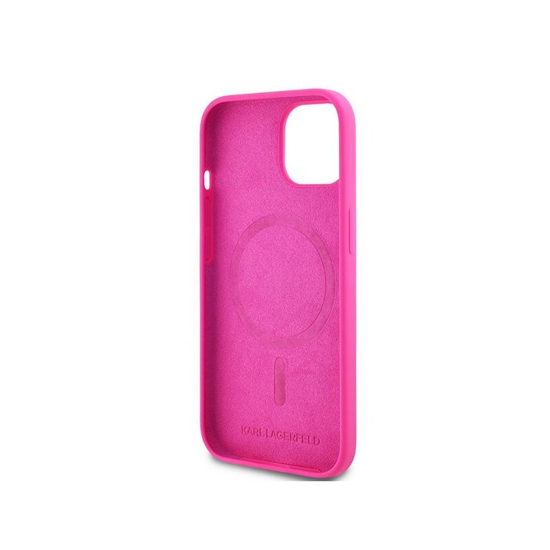 Husa Karl Lagerfeld iPhone 15 Silicone MagSafe, Choupette Head, fucsia, KLHMP15SSCHPPLF