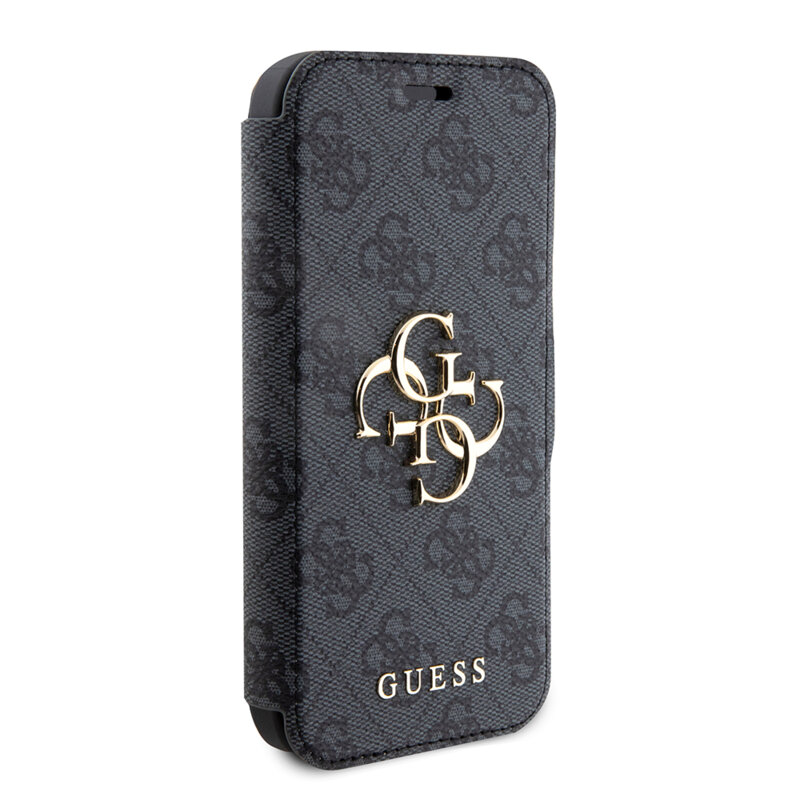 Husa tip carte iPhone 15 Pro Guess Book 4G, gri, GUBKP15L4GMGGR