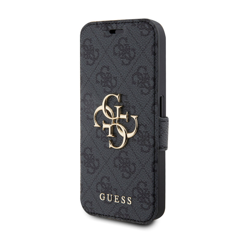 Husa tip carte iPhone 15 Pro Guess Book 4G, gri, GUBKP15L4GMGGR