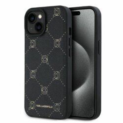 Husa iPhone 15 Karl Lagerfeld Leather MagSafe, Karl Head, negru, KLHMP15SPGKHPHK